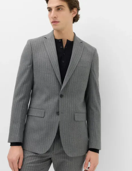 Marks & Spencer Slim Fit Pin Stripe Stretch Suit Jacket Dark Grey