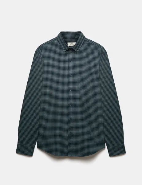 Marks & Spencer Ultimate Pure Cotton Check Oxford Shirt Cedar
