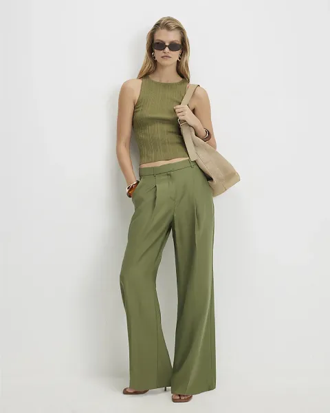 River Island Pleat Detail Wide Leg Trousers