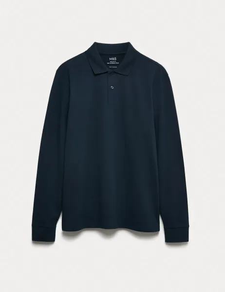 Marks & Spencer Ultimate Cotton Rich Polo Shirt Navy