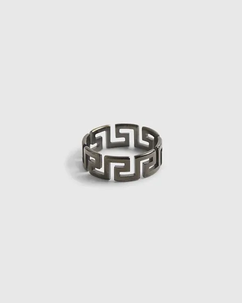 River Island Steel Greek Key Design Ring