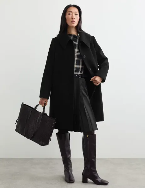 Jaeger Pure Wool Collared Short Coat Black