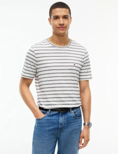 Tommy Hilfiger Pure Cotton Striped T-Shirt Ecru Mix