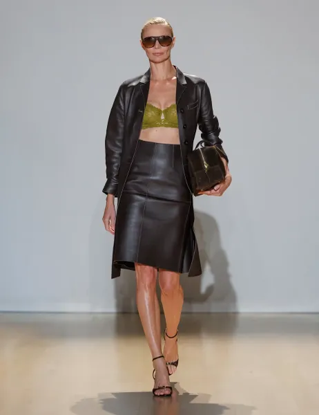 Autograph Pure Leather Longline Coat Chocolate
