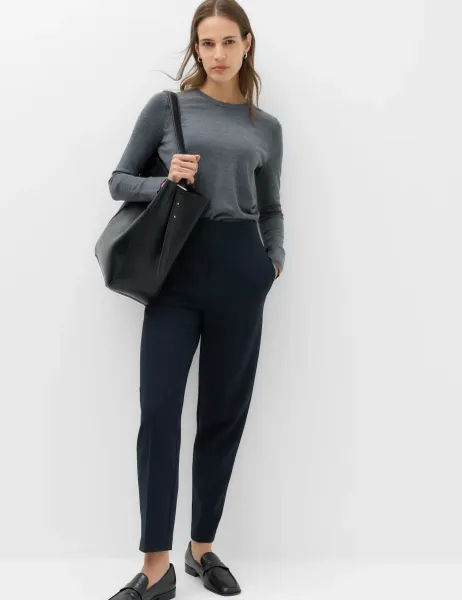 Marks & Spencer Tapered Ankle Grazer Trousers Midnight Navy