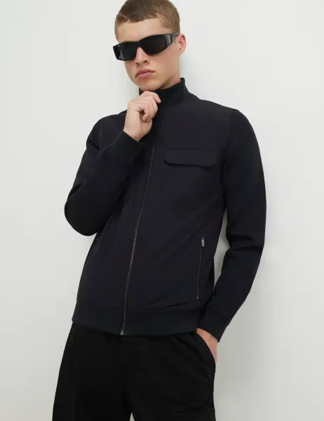 River Island Lightweight Funnel Neck Jacket Black