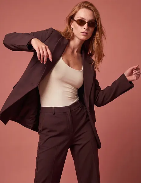 Roman Single Breasted Oversized Cropped Blazer Multi