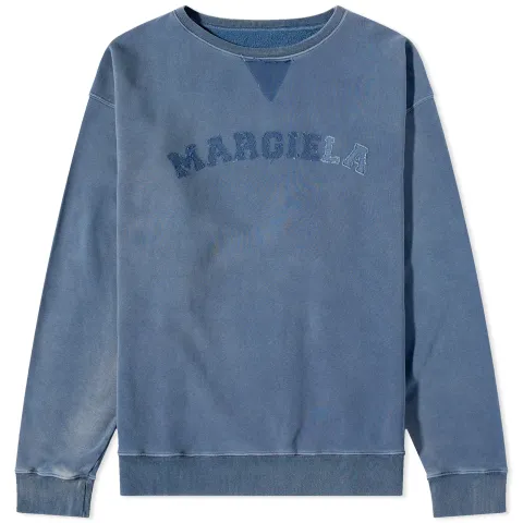 Distressed College Logo Crew Sweat