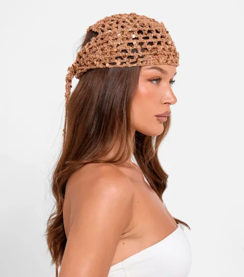 Gold Sequin Crochet Bandana