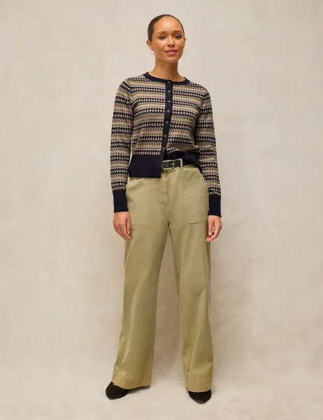 White Stuff Pure Cotton Fair Isle Cardigan Navy Mix