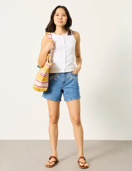 FatFace Cotton Rich Ribbed Vest White
