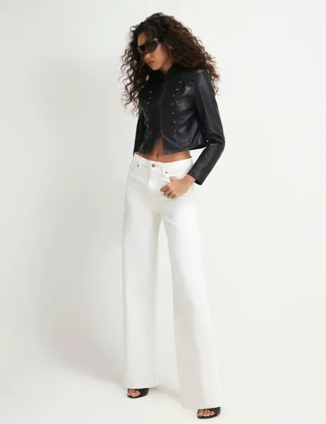River Island High Waisted Straight Leg Jeans White