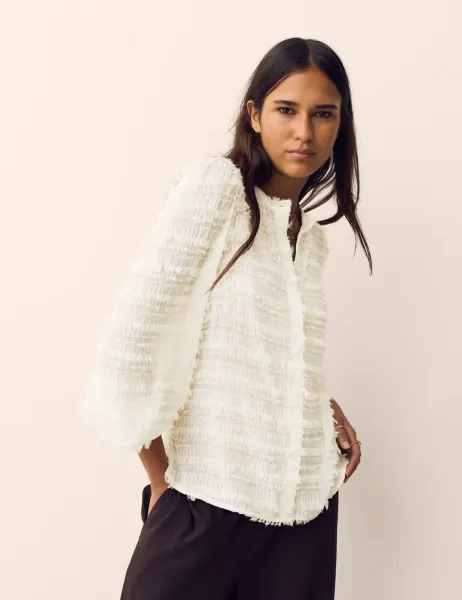 Per Una Textured Tufted Button Through Blouse Soft White