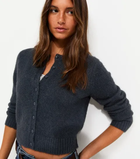 New Look Women's Navy Knitted Cardigan with Wool