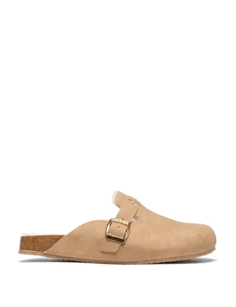 Clarks Faux Fur Lined Clog Slippers Sand