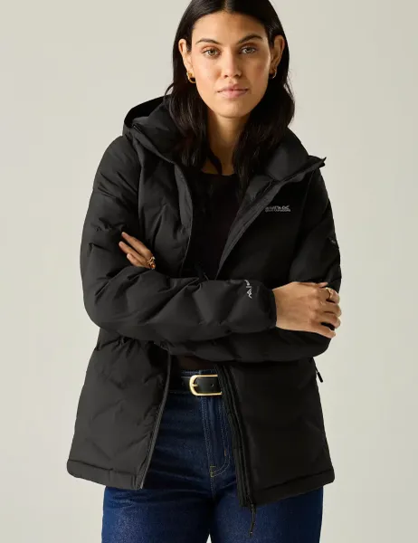 Regatta Deyla Water Repellent Hooded Quilted Jacket Black
