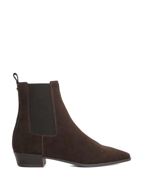 Dune London Suede Chelsea Block Heel Ankle Boots Brown