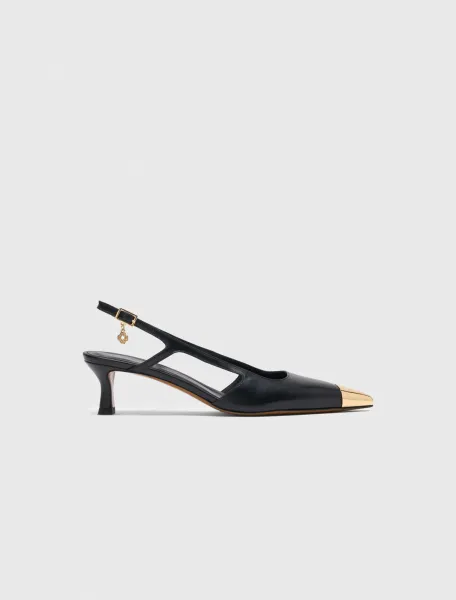 Smooth leather slingback pumps