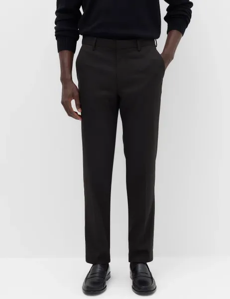 Marks & Spencer Tailored Fit Pindot Stretch Trousers Brown