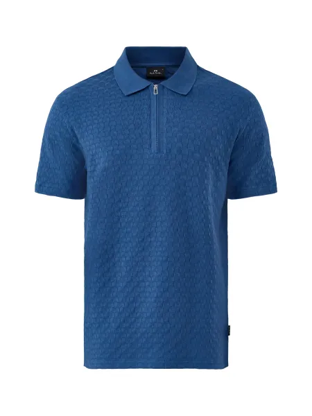 Textured Zip Knitted Polo