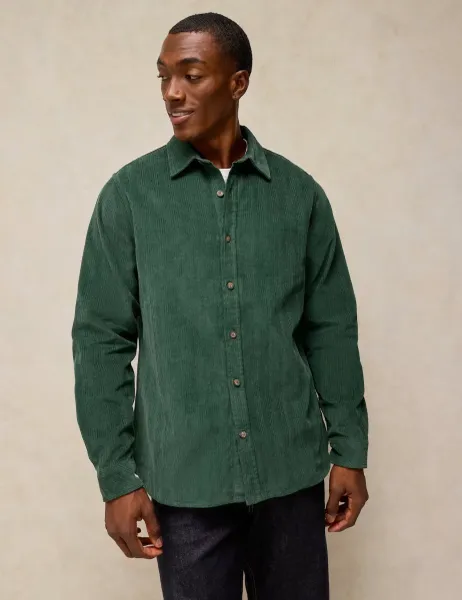 White Stuff Griffin Pure Cotton Corduroy Shirt Dark Green