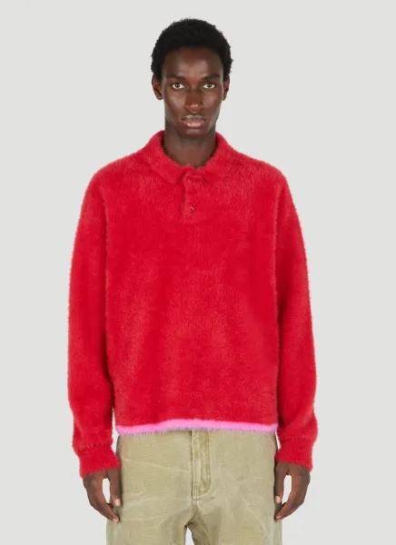 Fluffy Knit Polo Shirt
