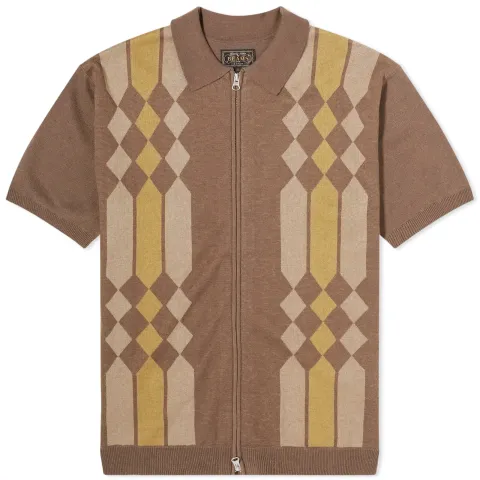 Zip Stripe Knit Polo