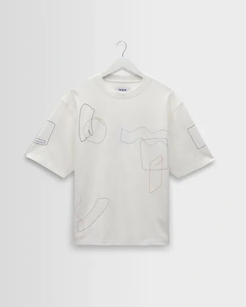 Milton - Ecru Organic Cotton Embroidered Shapes t-Shirt