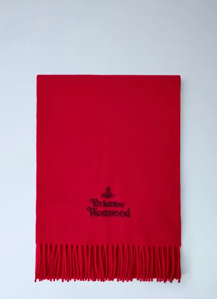 Vivienne Westwood Logo Embroidered Wool Scarf