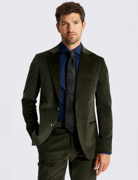 Moss Tailored Fit Corduroy Suit Jacket Dark Green