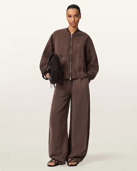 Jett Wide Leg Linen Blend Trousers