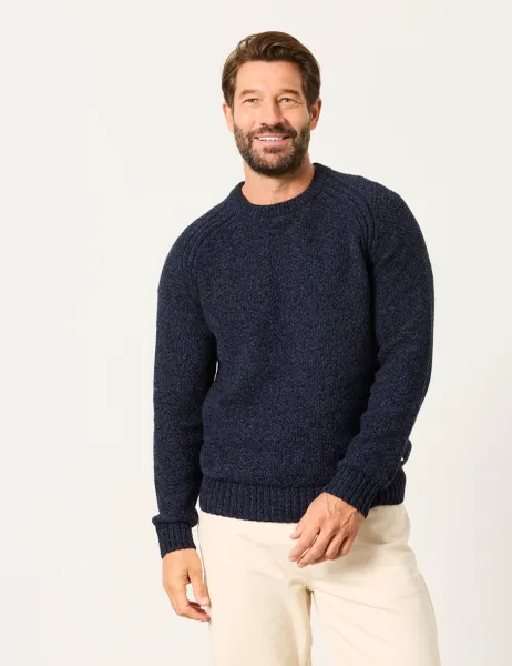 FatFace Cotton Rich Twist Jumper with Wool Navy