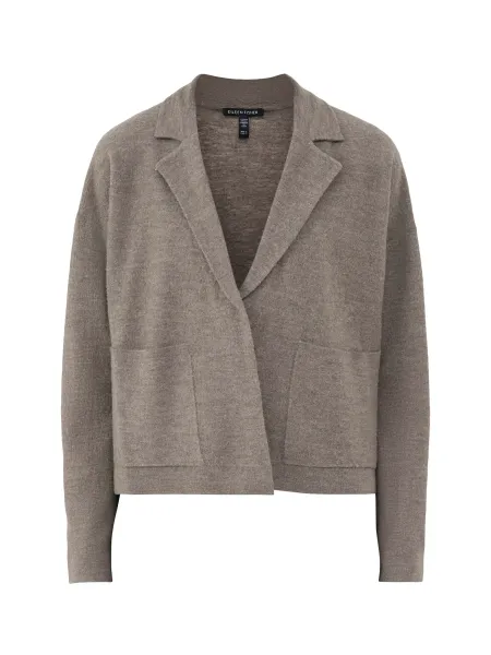 Wool Notch Collar Cardigan - Cobblestone