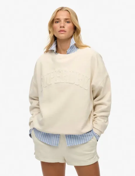 Superdry & Co Pure Cotton Slogan Oversized Sweatshirt White