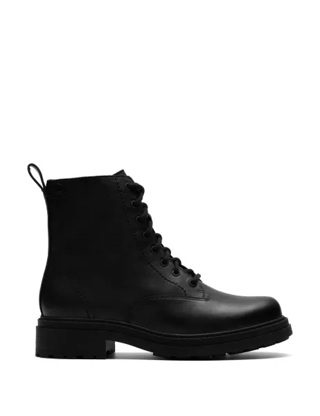 Clarks Leather Lace Up Ankle Boots Black