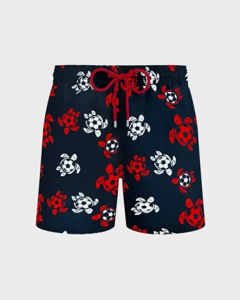 Vilebrequin Men Stretch Short Swim Shorts Soccer Turtles