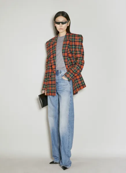 Oversized Tartan Wool Blazer