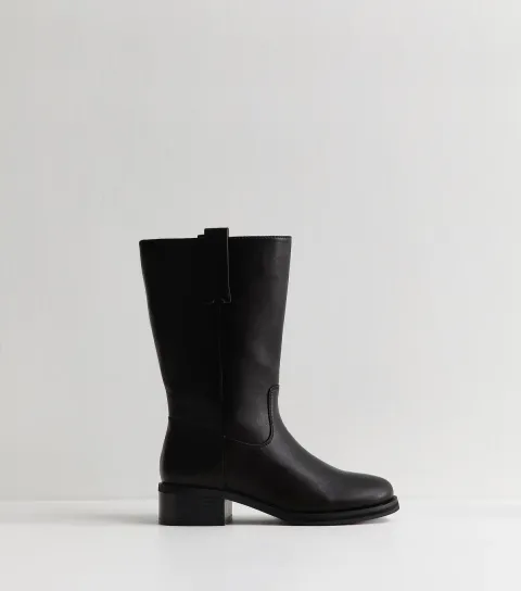 Women's Black Faux Leather Pull On Boots Vegan