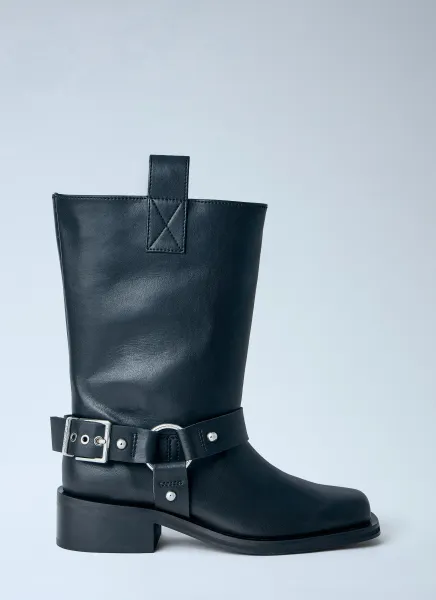Mid Shaft Biker Boots