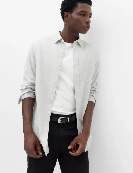 Marks & Spencer Pure Cotton Flannel Shirt Grey Mix