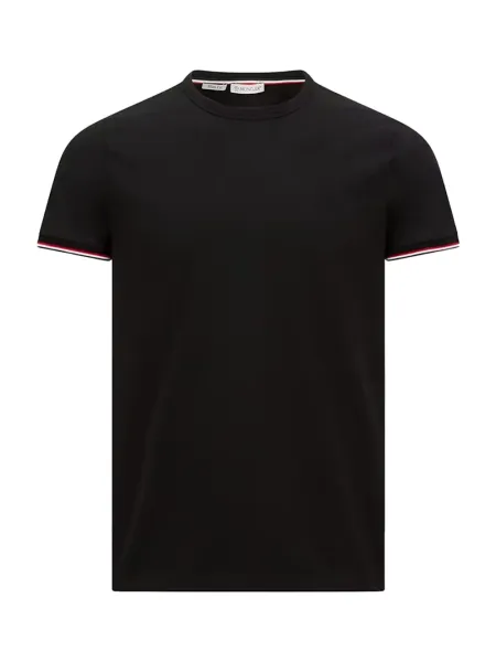 Men Tricolour-Trimmed T-Shirt Black