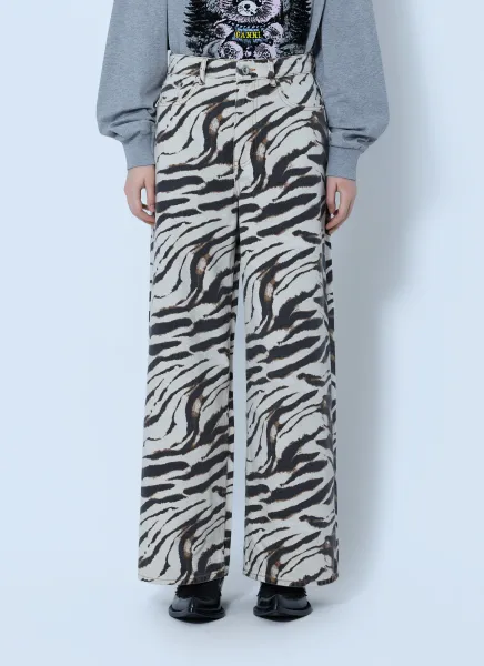 GANNI Print Denim Lari Jeans