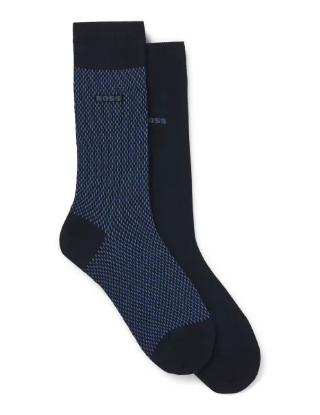 Boss 2 Pack Cotton Rich Pattern Socks Navy Mix