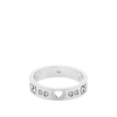 Gucci Icon Cut Out Heart Diamond Band Ring