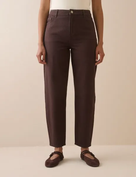 Nobody's Child High Waisted Barrel Jeans Chocolate