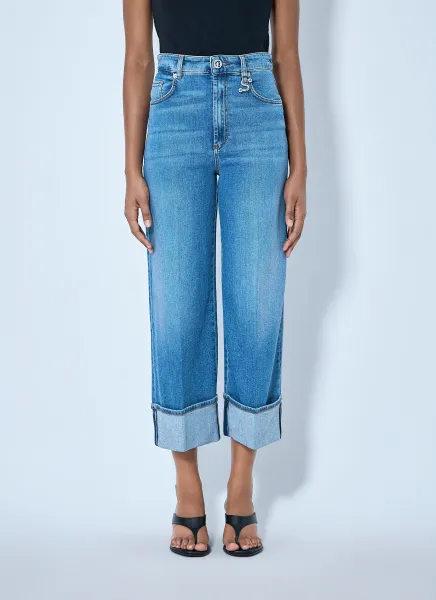 Cropped Wide-Leg Denim Jeans
