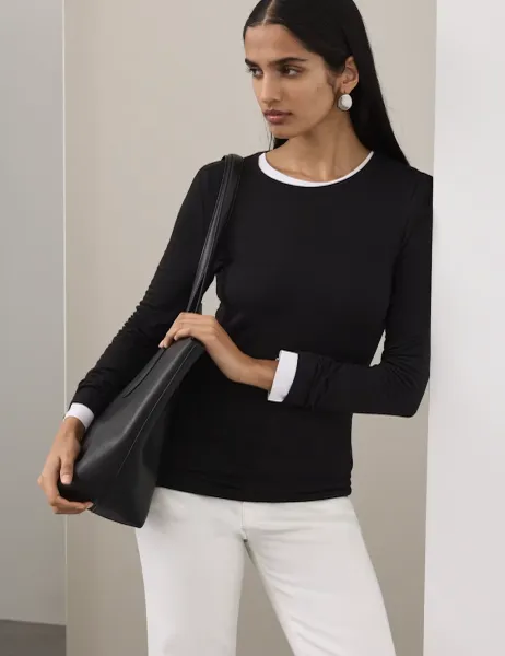Autograph Jersey Crew Neck Top Black