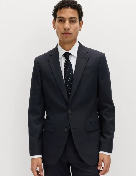 Marks & Spencer Slim Fit Textured Stretch Jacket Navy