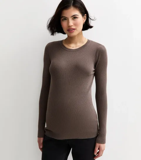 Women's Maternity Mink Rib Crew Neck Jumper