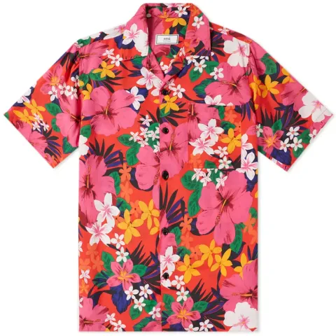 AMI Short Sleeve Floral Camp Collar Shirt